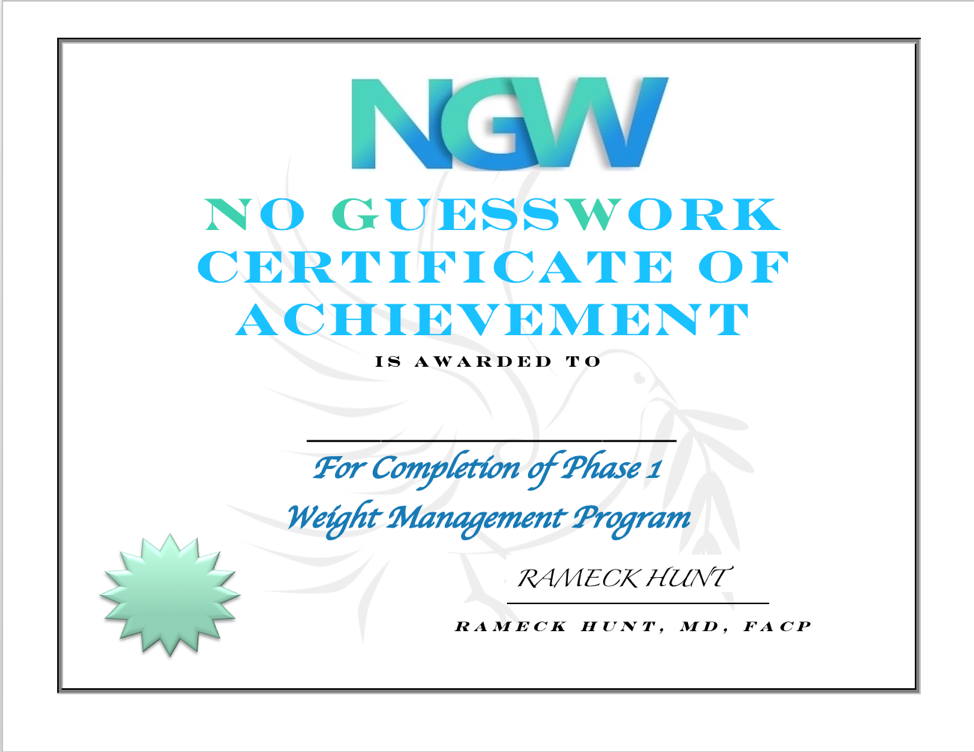 NGW Certificate for completion of phase 1
